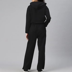 Ensemble de survêtement d'hiver 2026 pour femme 100 % coton, imprimé, avec sweat à capuche et pantalon de jogging, chaud, à manches longues, style décontracté streetwear - Product Image 3
