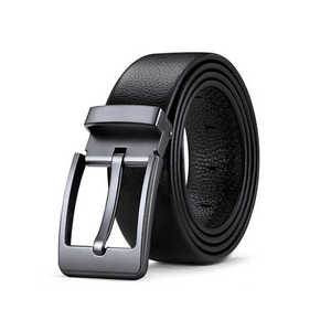 Ceinture noire décontractée réversible avec boucle à ardillon en acier, rectangulaire, durable, moulée en une seule pièce - Product Image 3