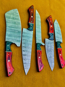 Coffret de 5 couteaux de chef LEGACY BLADES en acier Damas, manche en bois fait main, 67 couches, durables, tranchants, ambidextres, à lame droite - Product Image 2