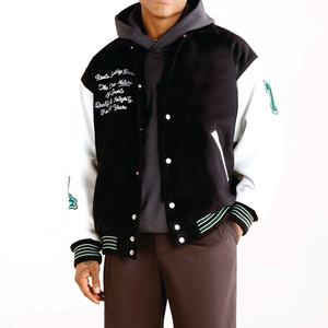 เสื้อแจ็กเก็ตผ้าแคนวาสแบบไม่มีปกมีฮู้ดสำหรับผู้ชายเสื้อแจ็คเก็ตผ้าแคนวาสขนสัตว์ปักโลโก้ได้ตามต้องการ - Product Image 1