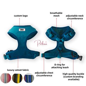 <span class=keywords><strong>Harness</strong></span> Anjing Custom Petkaa <span class=keywords><strong>2026</strong></span> Bahan Beludru Desain Baru Gaya Kustom Logo Personal Tanpa Tarik dengan Set Tali dan Kalung Mewah Laris Manis - Product Image 5