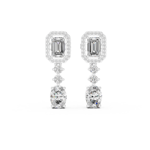 UNIQUE <b>Dangling</b> <b>Earrings</b> 3CT Lab Grown Mix Cut <b>Diamonds</b> 18KT Yellow Gold Rhodium Plated Luxury for Women's Wedding Engagement - Product Image 4
