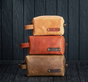 Luxury Leather <b>Toiletry</b> Bag Men Travel Grooming Organizer Waterproof Cosmetic <b>Storage</b> Bag LTB-0115 - Product Image 1