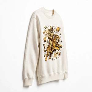 Sweat-shirt à col rond en molleton de coton épais, imprimé graphique vintage Tigre Spatial personnalisé, style streetwear, pull unisexe en molleton - Product Image 4
