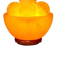 Lámpara de Cristal de Sal con Base de Madera Tallada con Diseño de Flores y Animales, Decoración Ecológica para el Hogar, Producción Rápida