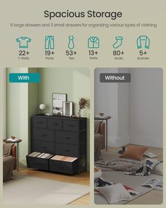 ตู้ลิ้นชัก 9 ชั้นสีดำสุดหรูพร้อมถังผ้า |   เฟอร์นิเจอร์เก็บของในห้องนอน - Product Image 5