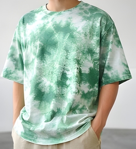Camiseta Oversize con Estampado Tie-Dye Neón, 240 GSM, Algodón Grueso, Corte Holgado, Hombros Caídos, Estilo Urbano, Camiseta Moderna de Verano - Product Image 5