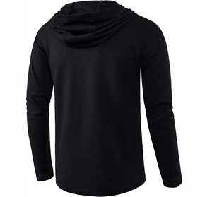 Sweat à capuche décontracté élégant pour homme en coton côtelé 100 % écologique avec poche kangourou - Product Image 1