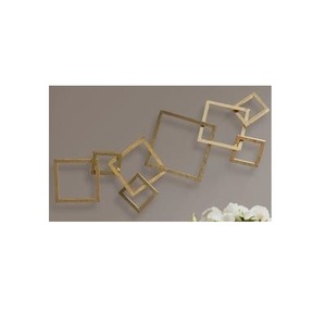 Factory Custom Modern Metal <b>Wall</b> Art Gold Geometric Square <b>Wall</b> Sculpture <b>Large</b> Abstract Metal Hanging <b>Decor</b> for Home Hotel Art - Product Image 1