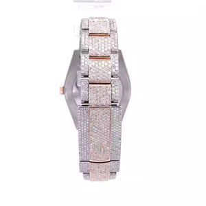 Montre de sport de luxe bicolore or rose et diamant, chiffres arabes, fonction date automatique, bracelet en acier inoxydable 21 mm, mouvement à quartz antique - Product Image 2