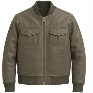 <b>Mens</b> Brown genuine Leather Bomber <b>Jacket</b> Moto Biker Style Stand Collar Zipper Closure Regular Fit Solid Color four season Wear - Product Image 5