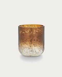 Portavelas Redondo de Vidrio con Patrón Floral Dorado, Resistente al Calor, Reutilizable, Decoración para el Hogar, Recipiente para Velas - Product Image 2