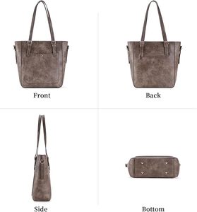 Sac à main élégant en cuir véritable pour femme, personnalisable avec logo, sac fourre-tout pour femme, bandoulière à trois sangles, doublure en toile pliable, OEM - Product Image 3