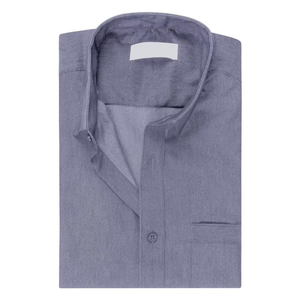 Chemises décontractées tissées texturées à manches longues, coupe classique, couleur unie, vêtements décontractés en polyester et coton, fabrication OEM, étiquette privée personnalisée, chemises pour hommes - Product Image 5