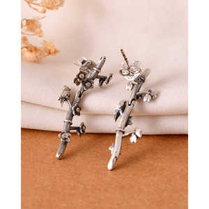 Daal Fashion Meera Jaipur ต่างหูแบบห้อยสไตล์อินเดียดีไซน์สีเงินหรูหราสำหรับผู้หญิง - Product Image 4