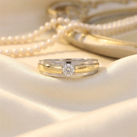 Nouvelles alliances classiques pour couples avec zircon, plaqué or rhodié 4 couches, vermeil or, argent sterling 925