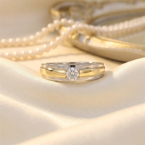 New Classic Wedding <b>Rings</b> for Couples with Zircon 4 Layers Plated Rhodium Gold Vermeil 925 Sterling <b>Silver</b> - Product Image 6