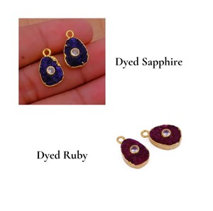 Dijes de Piedras Preciosas Crudas Electrochapadas de 10x14mm, Chapados en Oro, para Fabricación de Joyería DIY - Dijes Hechos a Mano al por Mayor - Product Image 2