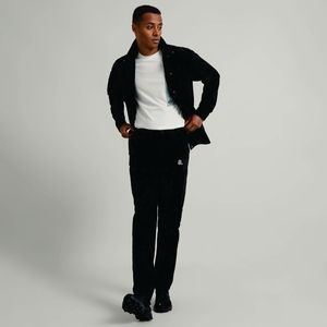 Pantalones de Hombre Negros de Corte Recto, Cintura Elástica, Transpirables, de Poliéster, Casuales, con Logotipo en la Pierna Derecha, para Otoño - Product Image 2