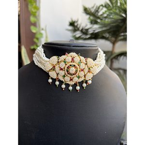 Ensemble de colliers en alliage rouge et vert pour femmes, bijoux de mariage indiens, qualité export. - Product Image 3