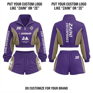 <b>Women</b> <b>Windbreaker</b> Shorts Set Lightweight Polyester Shell Green Brown Panels Embroidered Quick Dry Sportswear - Product Image 1