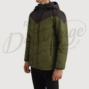 Chaqueta Acolchada de Dos Tonos Verde Oliva y Negra para Hombre, con Capucha, Parka Acolchada de Invierno, Ropa Exterior Informal, Cálida y Resistente al Viento - Product Image 5