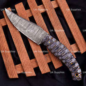UA Supplies Couteau de chasse à lame fixe en acier Damas de haute qualité, ultra-affûté, manche en bois, DIY, OEM disponible, 8 pouces, pointe tombante - Product Image 4