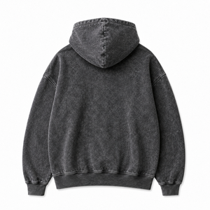 เสื้อฮู้ดดี้สีดำแบบพรีเมียม ล้างด้วยกรด ทรงโอเวอร์ไซส์ ใส่ได้ทั้งชายและหญิง สไตล์สตรีทแวร์ มีกระเป๋าหน้า ขอบแขนเสื้อแบบริบ เนื้อผ้านุ่ม 100% - Product Image 5