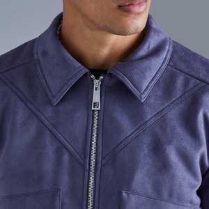 Veste en daim pour homme, coupe classique, respirante, avec doublure en polaire, style motard, tendance, provenant d'un outlet de vêtements. - Product Image 5