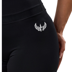 Black Mesh Panel Women's High Waist Elastic Breathable <b>Waterproof</b> Quick Dry Eco-Friendly Spandex/Polyester Gym Fitness <b>Shorts</b> - Product Image 5