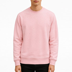 Sudadera de Invierno para Hombre, Cuello Redondo, Mezcla de Algodón Suave, Color Sólido, con Diseño de Logotipo Personalizado, Pedrería, Ecológica y Transpirable - Product Image 1
