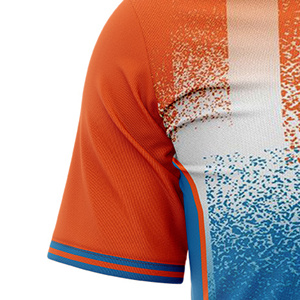 Custom Sublimated <b>Soccer</b> Jersey Men Orange Blue Gradient Crew Neck Short Sleeve Moisture Wicking Lightweight Color Blocked - Product Image 5