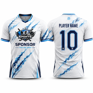 Maillot de football personnalisé en micro-mesh polyester, impression par transfert thermique, couleurs et tailles personnalisées, anti-boulochage, séchage rapide - Product Image 1