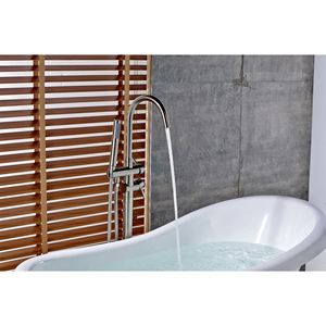 Rubinetto Monocomando per Vasca da Bagno Freestanding e Doccetta a Mano, Montaggio a Pavimento (Nero Spazzolato) - Product Image 1