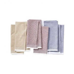 2026 Best Selling Ultimate Cheap Bulk Beige Colour Kitchen Airplane Large Cloth <b>Waffle</b> Weave Cotton Beige Embroidered Dish Towel - Product Image 2