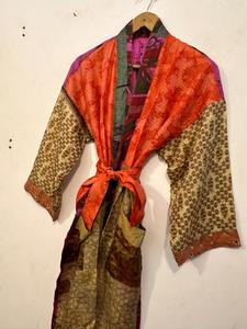 Robe Kimono en Soie Pure Patchwork Style Hippie Imprimé Floral Maxi Demoiselle d'honneur Confortable Douce et Respirante pour Femme Été Printemps - Product Image 5