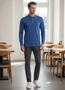 Chemise Premium pour Homme, Décontractée, Unie, à Manches Longues, Boutonnée, Tricotée, avec Logo Imprimé sur le Devant, en Mélange de Coton Respirant 200g - Product Image 4