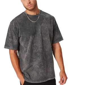 Camiseta de Hombre con Lavado Ácido, Oversize, Ligera, 100% Algodón, Manga Corta, Logotipo Personalizable, Transpirable, Tallas Grandes, Estilo Vintage - Product Image 1