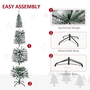 Albero di Natale Artificiale Alto e Sottile Non Illuminato con Punte Realistiche delle Rami e Effetto Neve per Forniture Promozionali per Feste - Product Image 3
