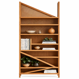 <b>Solid</b> Teak <b>Wood</b> Display Shelf Japandi Style Open <b>Bookcase</b> - Product Image 1