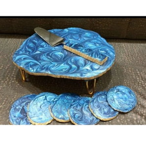 Support à gâteau en résine époxy transparente avec design flacon doré et poignée métallique, Meilleure vente - Product Image 6