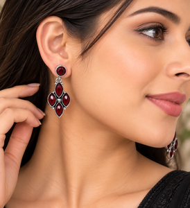 Boucles d'oreilles pendantes en argent oxydé avec zircon et perle d'imitation, serties en clos, pour femmes, fournisseur en gros, garantie commerciale - Product Image 3