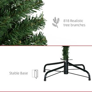 Albero di Natale Verde Sottile da 2,13 m con Luci e Supporto, 818 Rami, Decorazioni per Feste Interne - Product Image 6