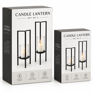 Modern <b>Black</b> Metal <b>Lantern</b> <b>With</b> Glass <b>Candle</b> Holder For Home Decoration - Product Image 4
