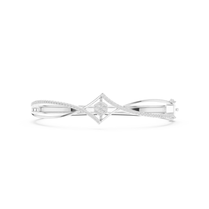 Bracelet jonc de luxe pour femme en or blanc 14 carats avec diamant de laboratoire taille brillant rond certifié IGI, idéal pour fiançailles, mariage ou soirée - Product Image 2