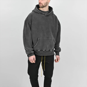 Wholesale High Quality Men's Acid <b>Washed</b> Pullover Hoodie Custom Made New Style Custom Print Pattern Fleece Material for Winter - Product Image 3