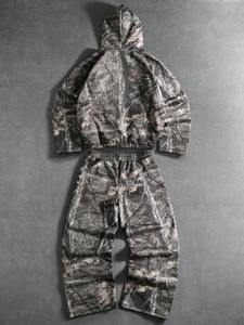 Ensemble de survêtement unisexe décontracté streetwear grande taille léger respirant uni avec fermeture éclair et cordon de serrage à capuche, 2 pièces, design 2026 - Product Image 2