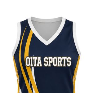 Vestido de Netball Sublimado Azul Marino y Amarillo, Jersey Deportivo sin Mangas para Mujer, Uniforme para Equipo, Ropa de Entrenamiento, Ropa Deportiva - Product Image 4