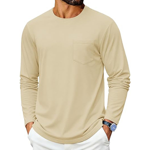 Camisetas de manga larga para hombre, camisetas de algodón con cuello redondo, camisetas básicas suaves e informales de manga larga - Product Image 1