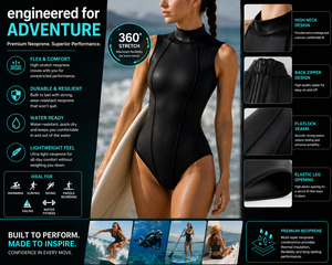 Combinaison de surf en néoprène personnalisée pour femmes, ensemble 2 pièces à manches longues pour la plongée, protection UV, respirant à l'avant, vente en gros OEM - Product Image 3